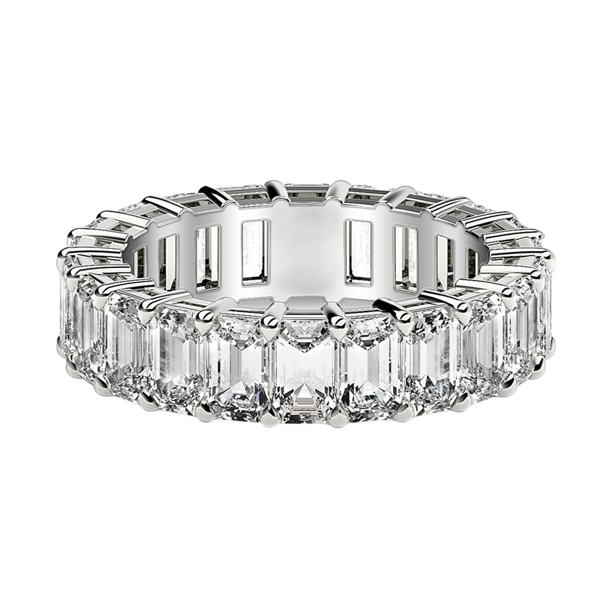 Emerald Cut Lab Grown Diamond Eternity Ring in 14k White Gold (4 cttw FG/VS2) by Bids.com