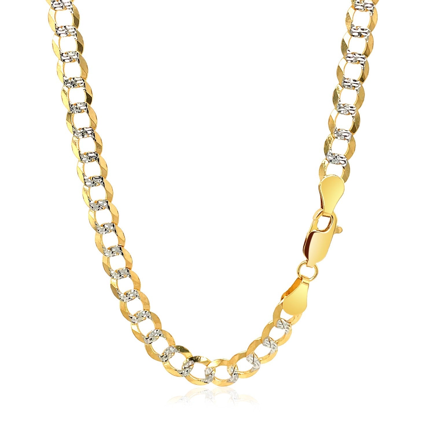 5.7mm 14k Two Tone Gold Pave Curb Chain by Bids.com