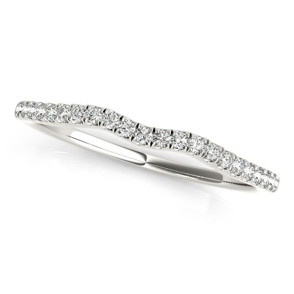 14k White Gold Wave Theme Diamond Wedding Band (1/8 cttw) by Bids.com