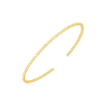 14k Yellow Gold High Polish Bead Cuff Bangle (2mm) - bracelets