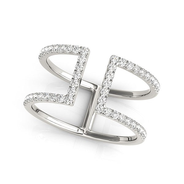 14k White Gold Modern Dual Band Style Diamond Ring (1/2 cttw) by Bids.com