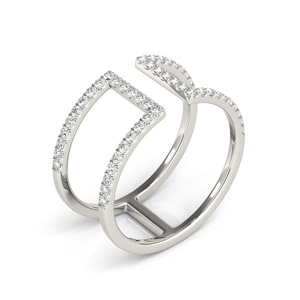 14k White Gold Modern Dual Band Style Diamond Ring (1/2 cttw) by Bids.com
