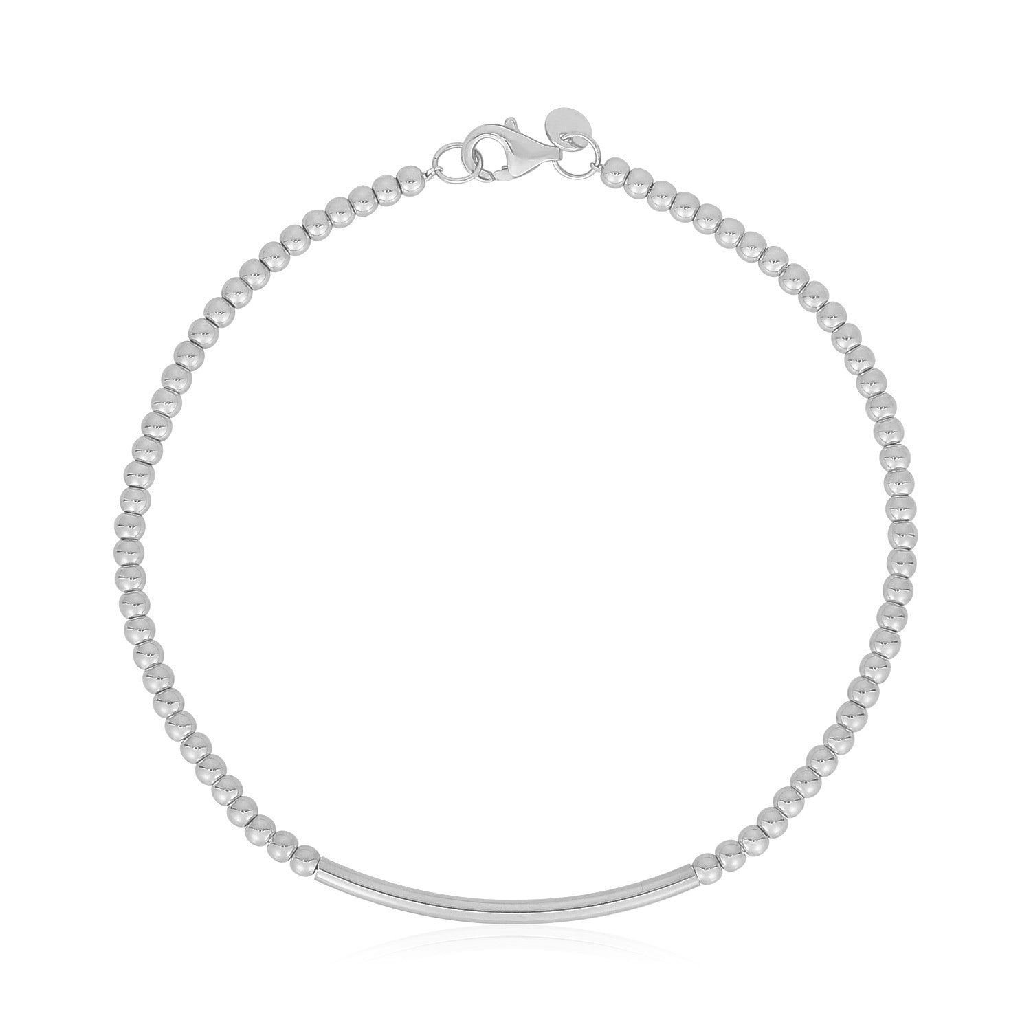 14k White Gold High Polish Bead Bar Bracelet (2.50 mm) by Avera Group
