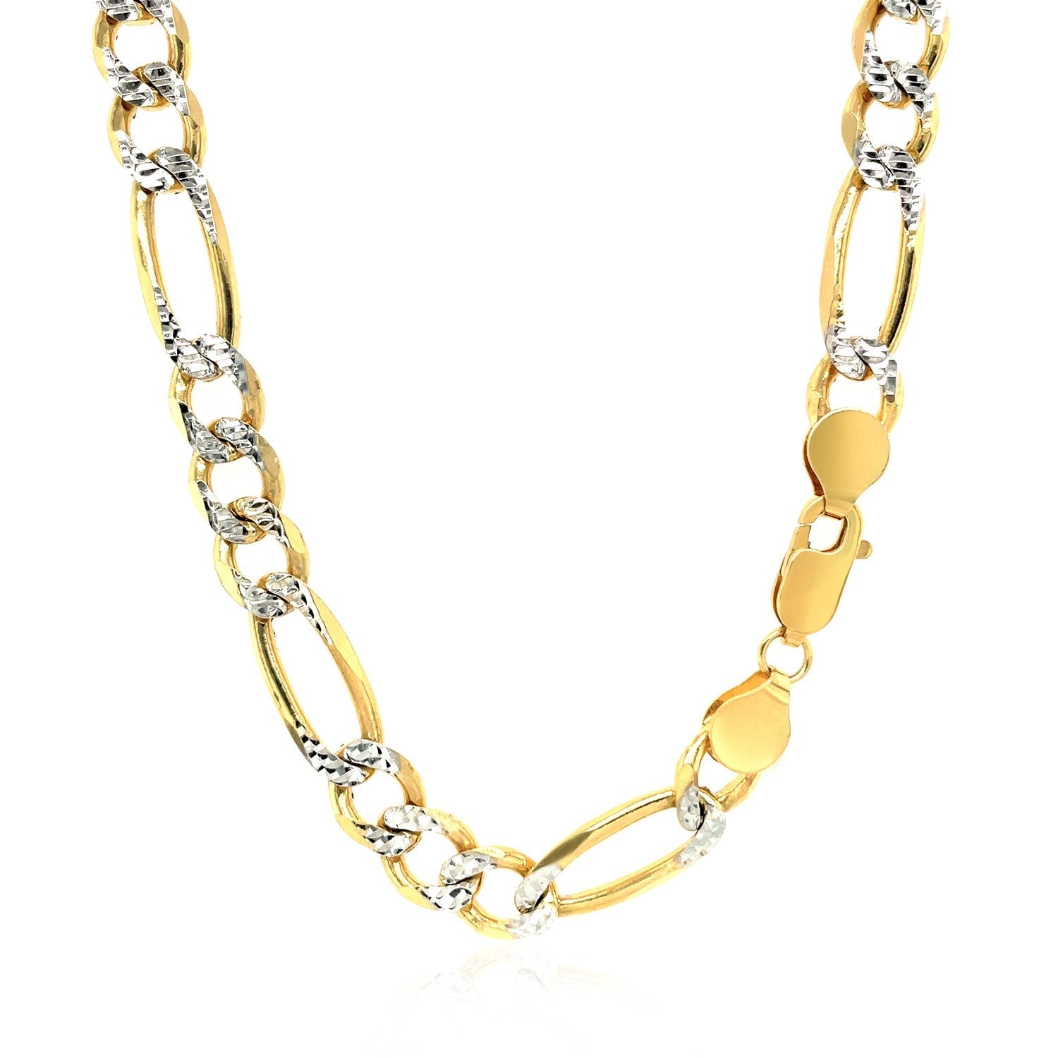 7.0mm 14K Yellow Gold Solid Pave Figaro Chain by Bids.com
