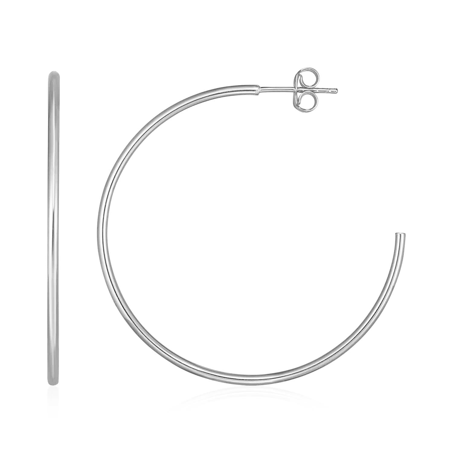 14k White Gold Polished Hoop Earrings DestGlow