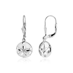 Sterling Silver Polished Sand Dollar Dangle Earrings - DestGlow