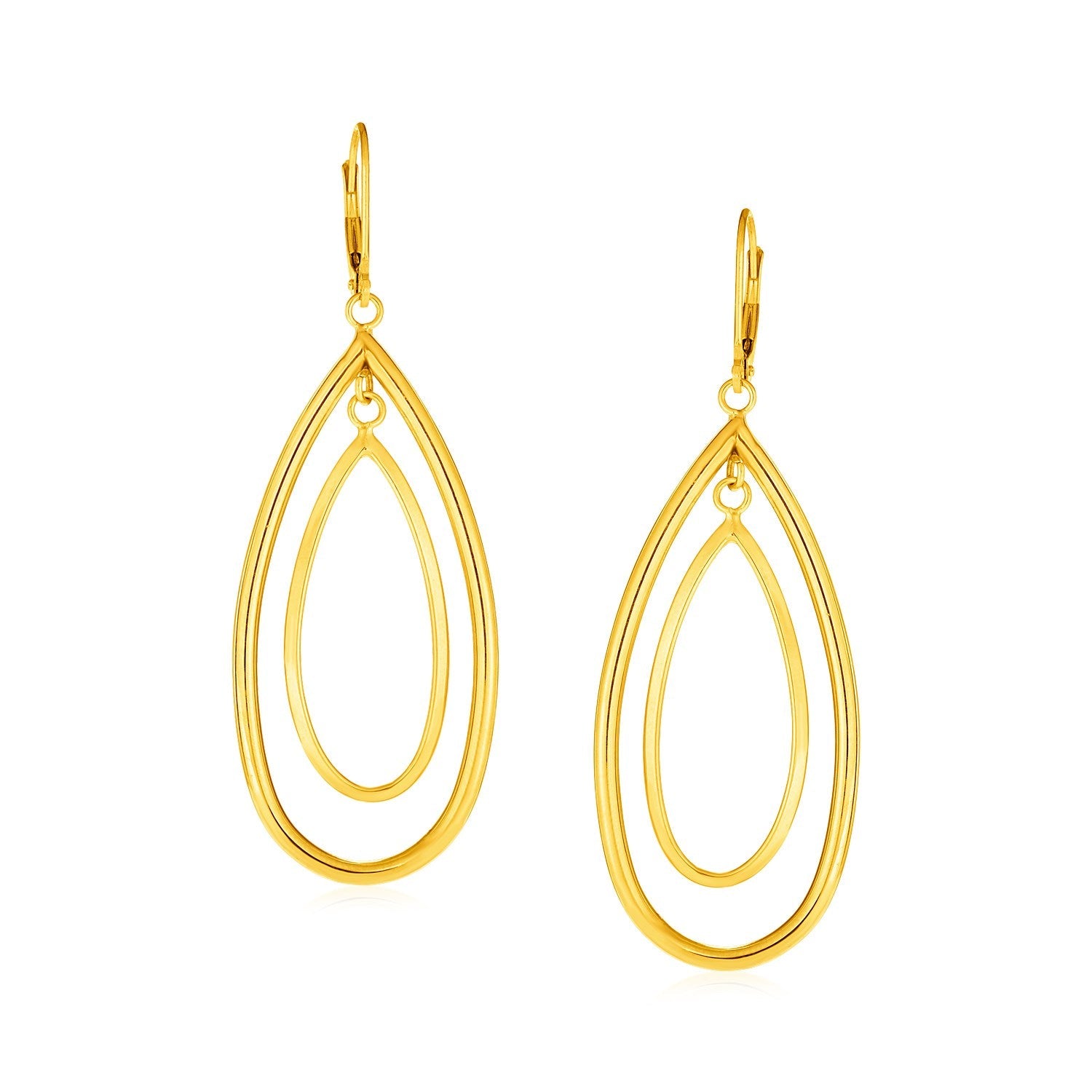 14k Yellow Gold Earrings with Teardrop Dangles - accessories