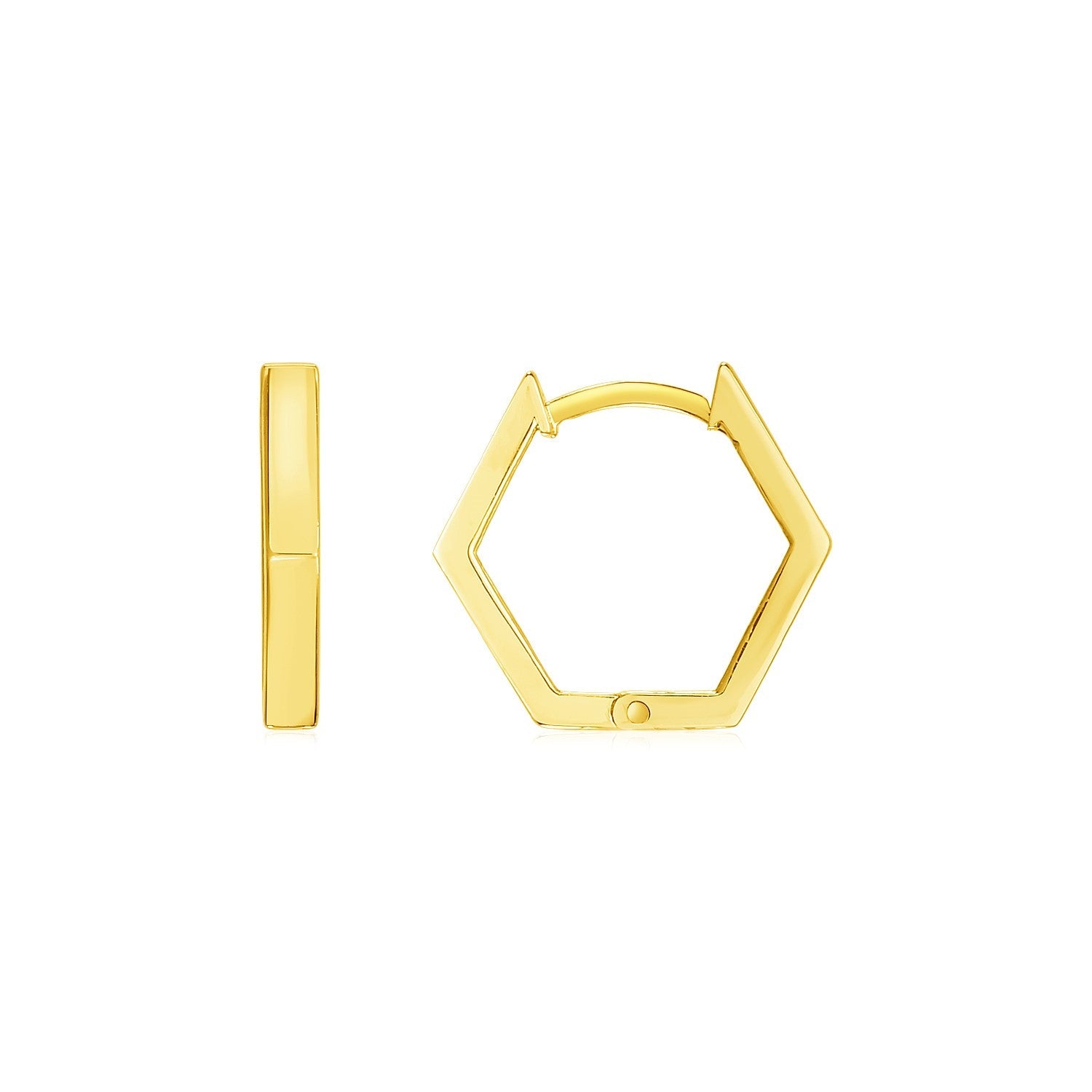 14k Yellow Gold Hexagon Huggie Hoops Earrings by Avera Group
