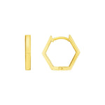 14k Yellow Gold Hexagon Huggie Hoops Earrings - accessories