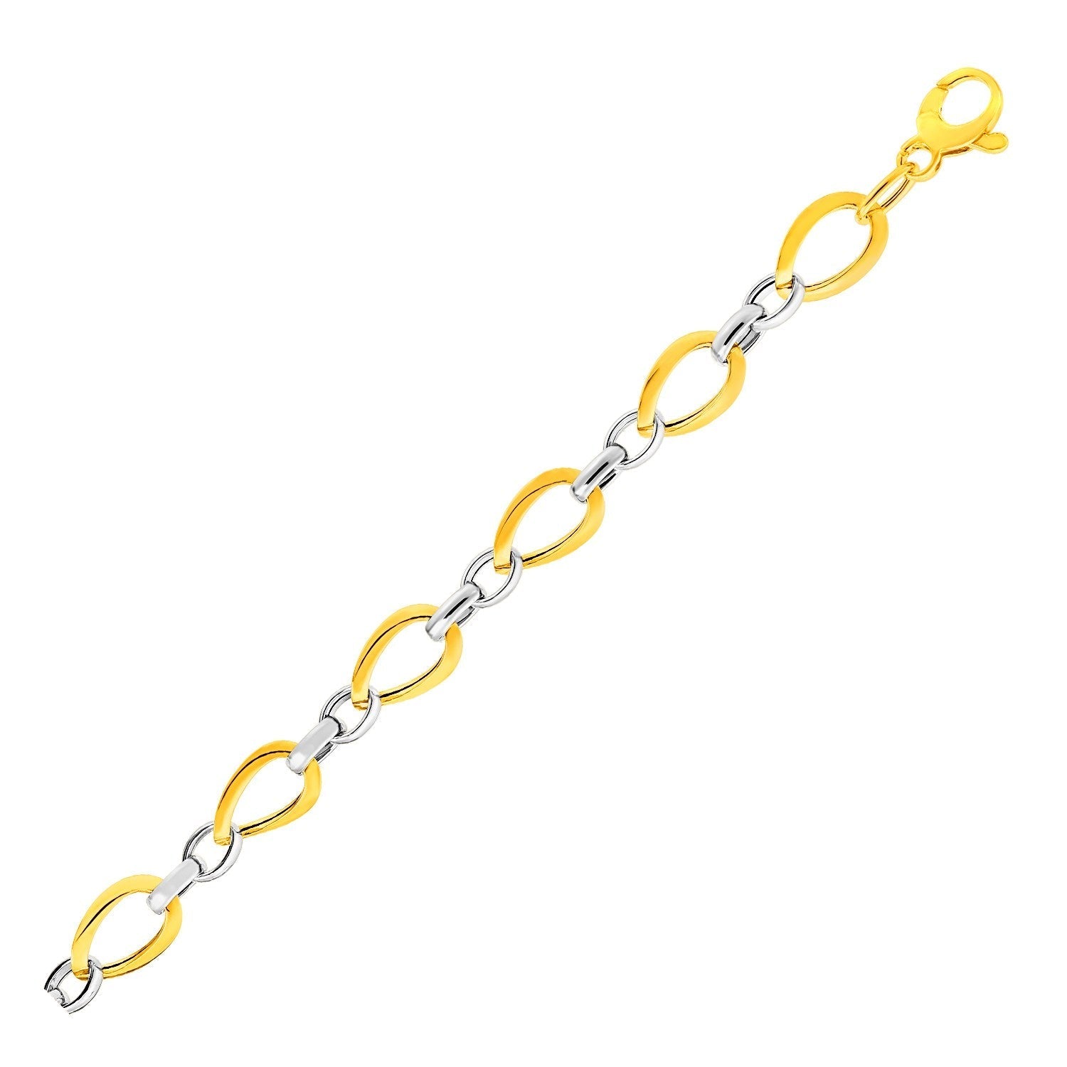 Twisted Oval Chain Bracelet in 14k Two Tone Gold DestGlow