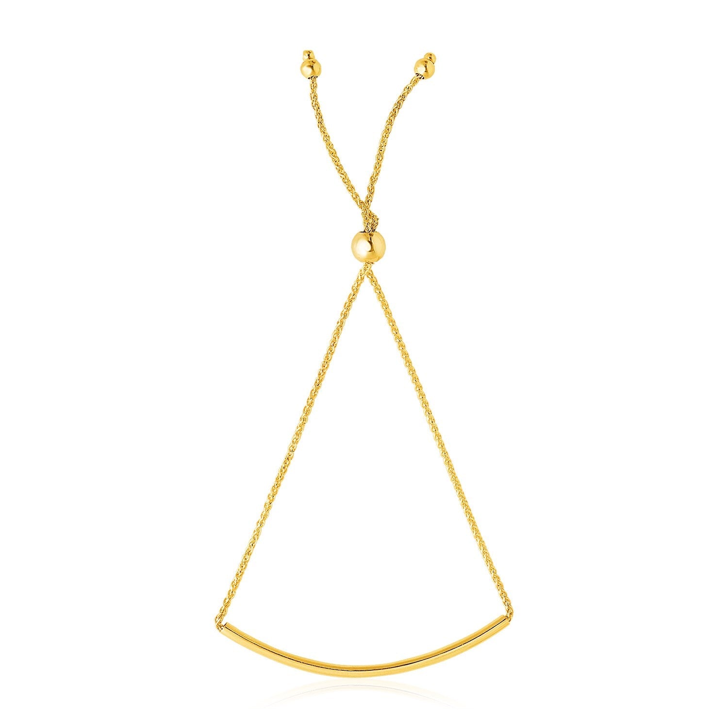 14k Yellow Gold Smooth Curved Bar Lariat Design Bracelet (0.80 mm) by Avera Group
