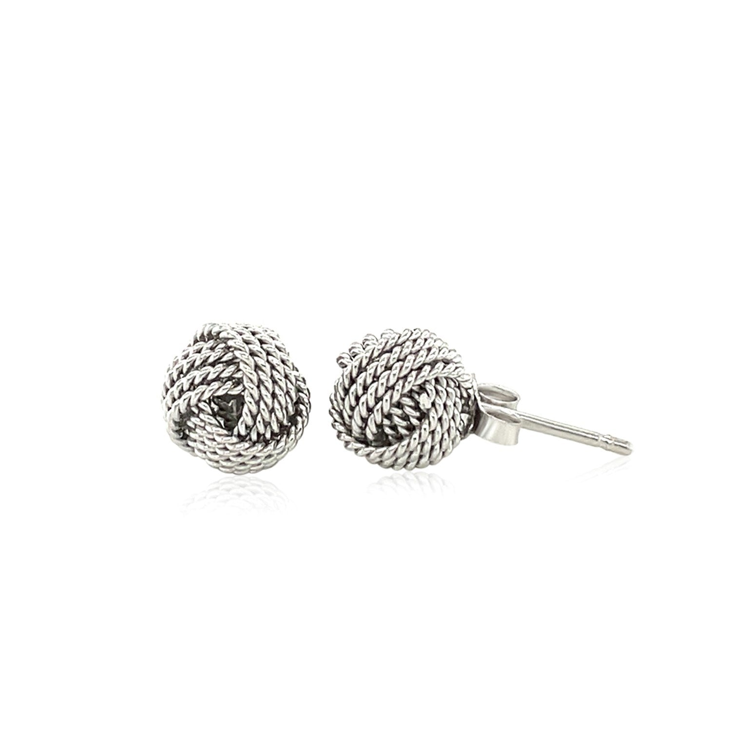Sterling Silver Textured Love Knot Stud Style Earrings(9mm) - DestGlow