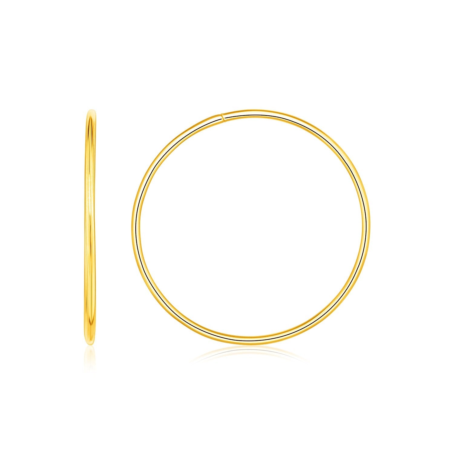 Endless Hoop Style Earrings in 14K Yellow Gold(1.2x30mm) by Avera Group