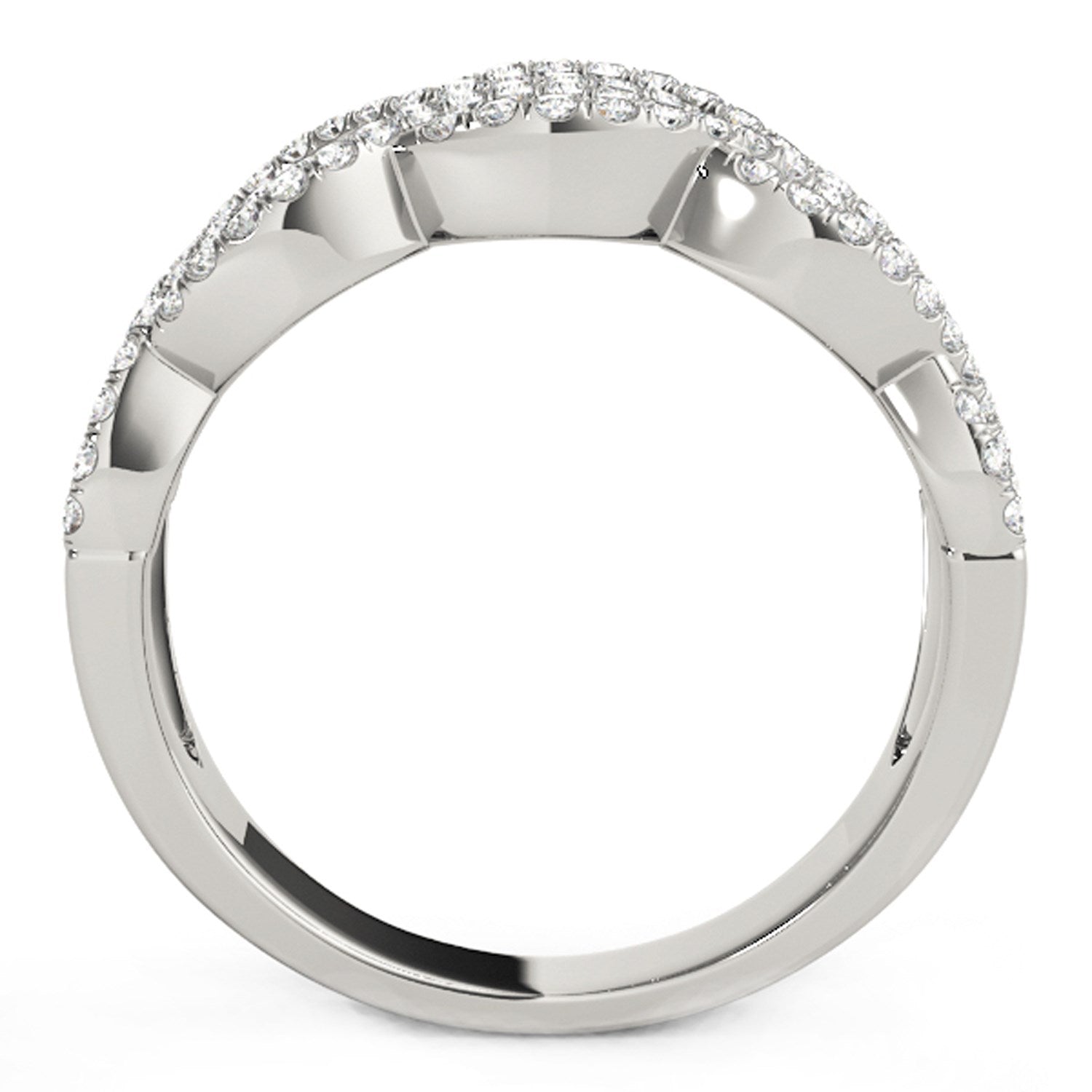 Diamond Studded Double Interlocking Waves Ring in 14k White Gold (5/8 cttw) by Bids.com