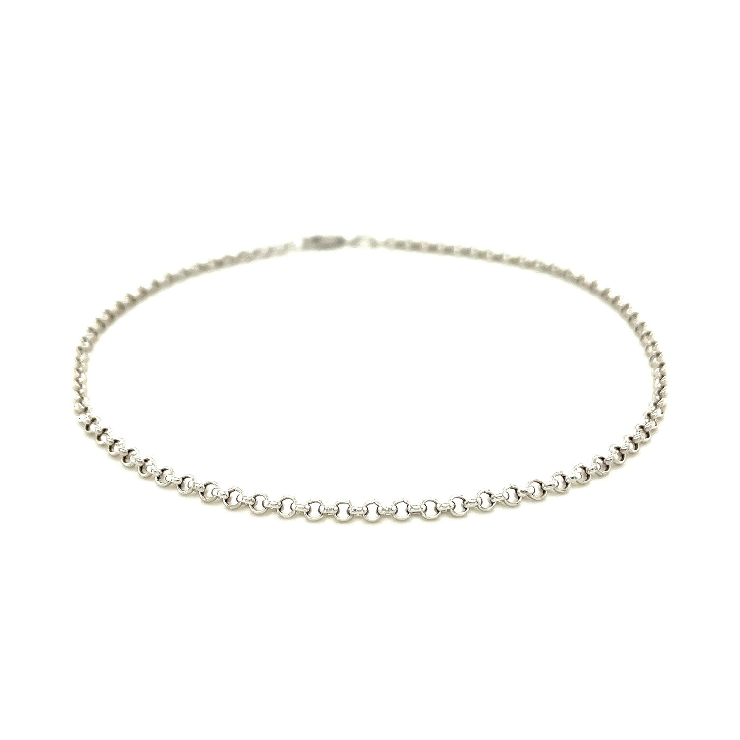 2.3mm 10k White Gold Rolo Anklet by Avera Group