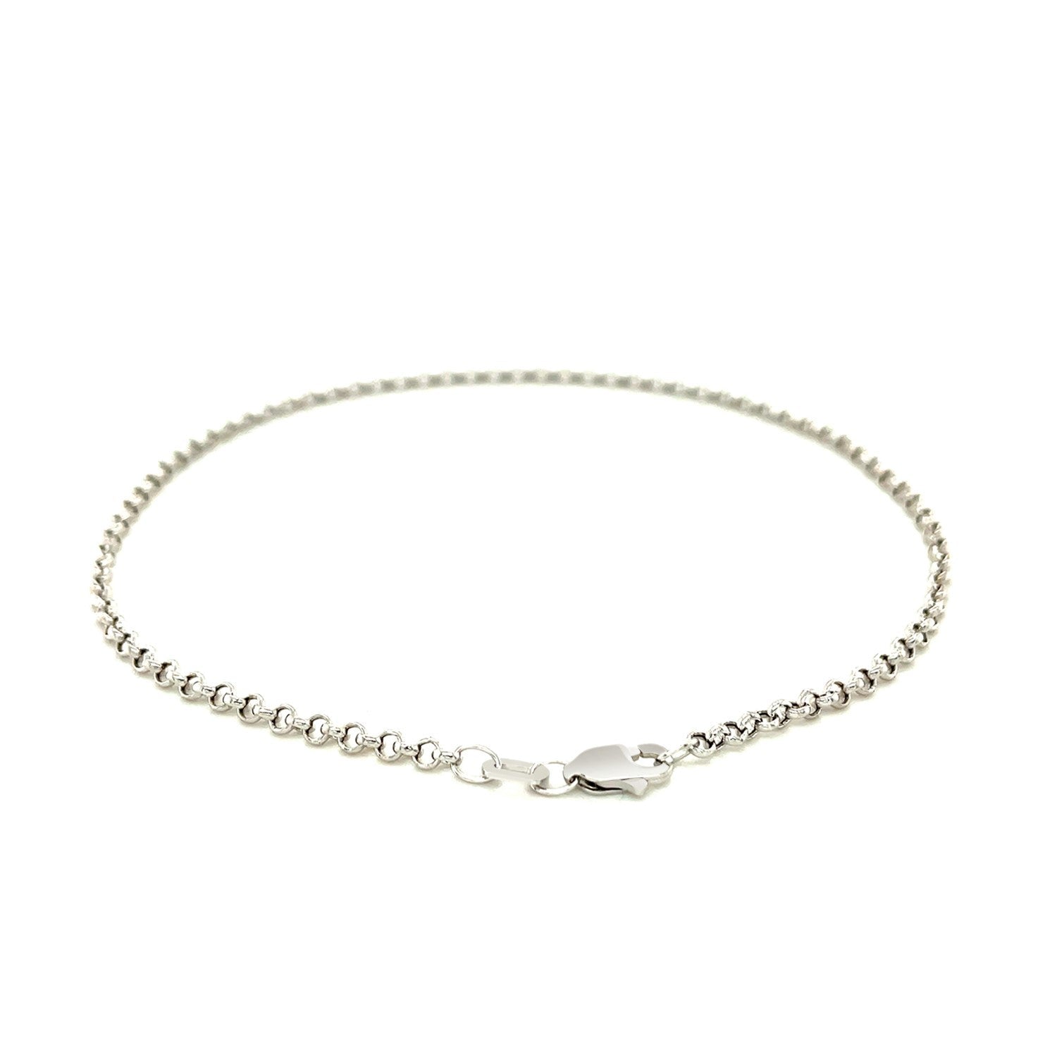 2.3mm 10k White Gold Rolo Anklet by Avera Group