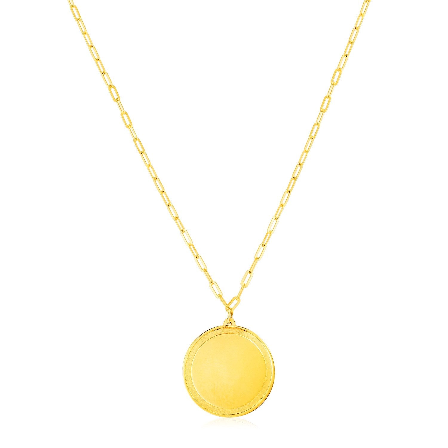 14K Yellow Gold Round Tag Necklace by Avera Group