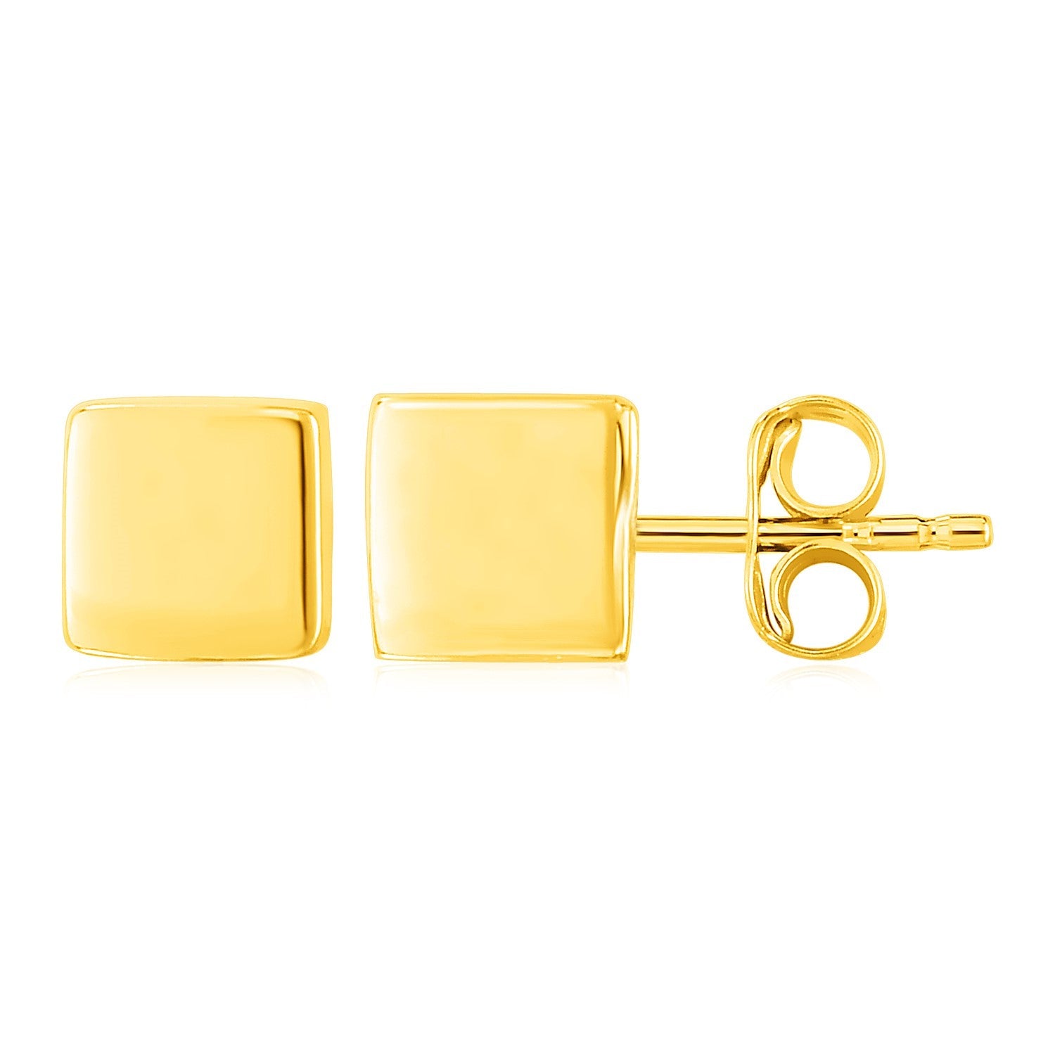 14k Yellow Gold Polished Cube Post Earrings - accessories