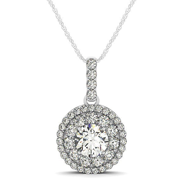 14k White Gold Diamond Halo Round Shape Pendant (1 1/4 cttw) by Bids.com