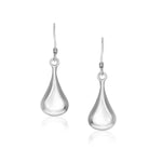 Sterling Silver Long Teardrop Shape Puff Drop Earrings - DestGlow