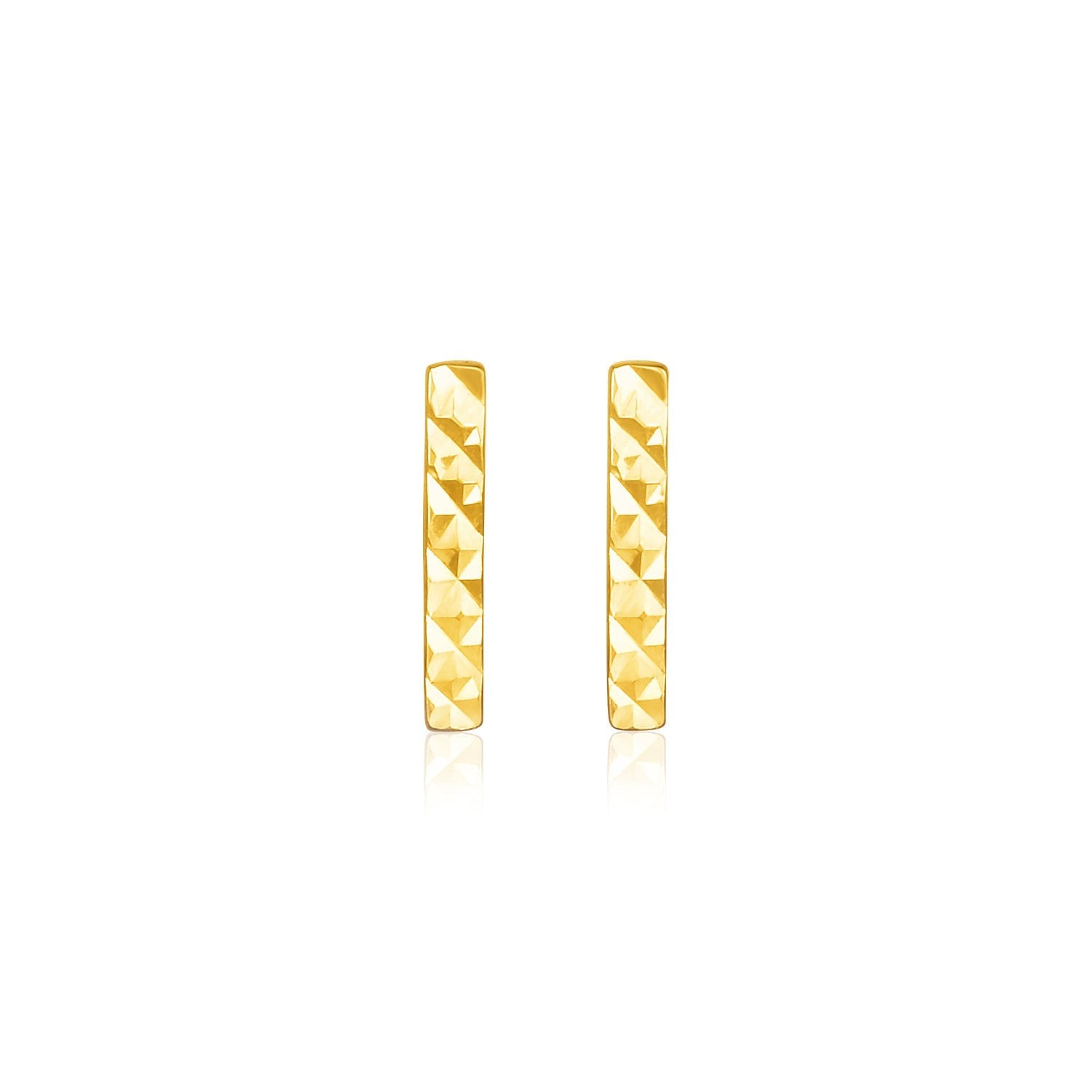 14k Yellow Gold Textured Bar Earrings by Avera Group