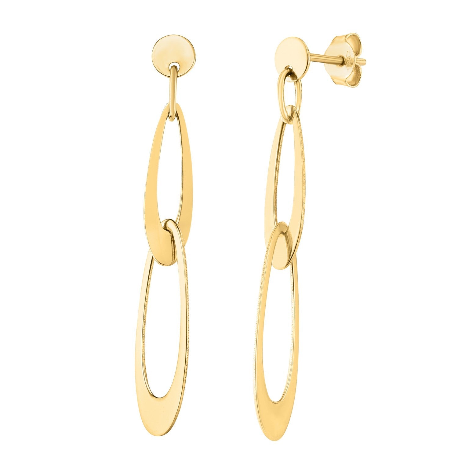 14k Yellow Gold Italian Oval Link Earrings - accessories