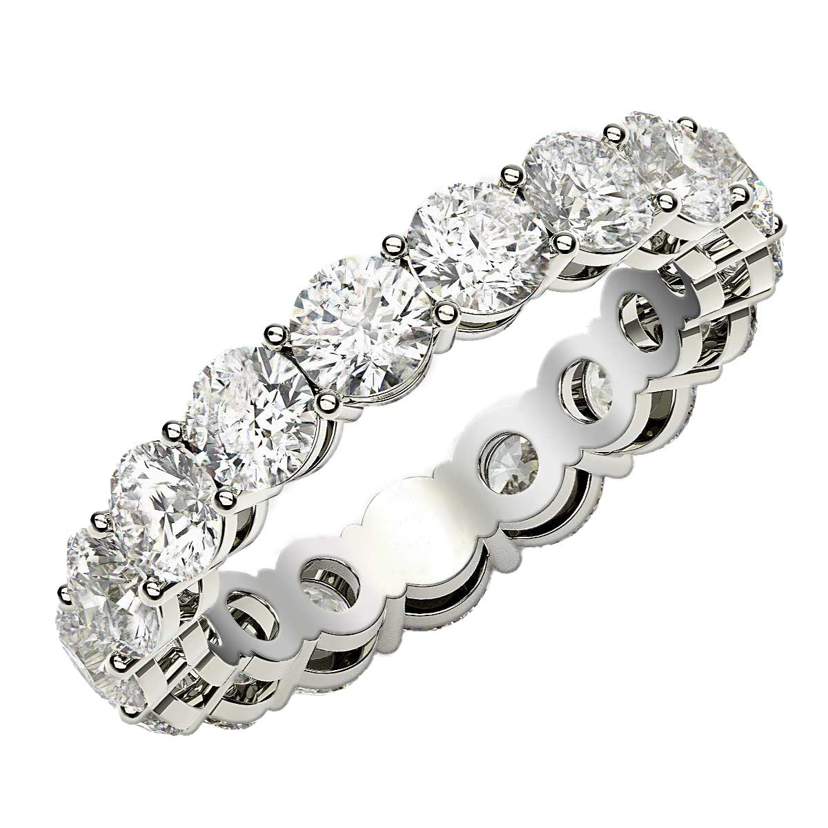 Round Cut Lab Grown Diamond Eternity Ring in 14k White Gold (3 cttw FG/VS2) by Bids.com