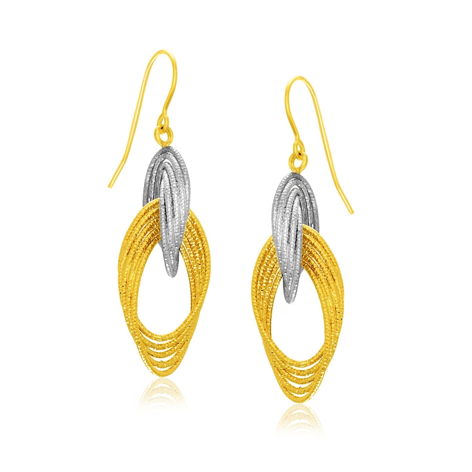 14k Two-Tone Gold Interlaced Multiple Row Earrings DestGlow