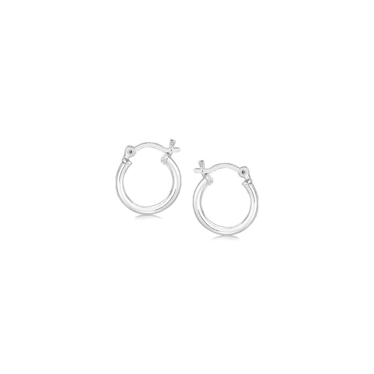 Sterling Silver Rhodium Plated Thin and Small Polished Hoop Earrings (10mm) DestGlow