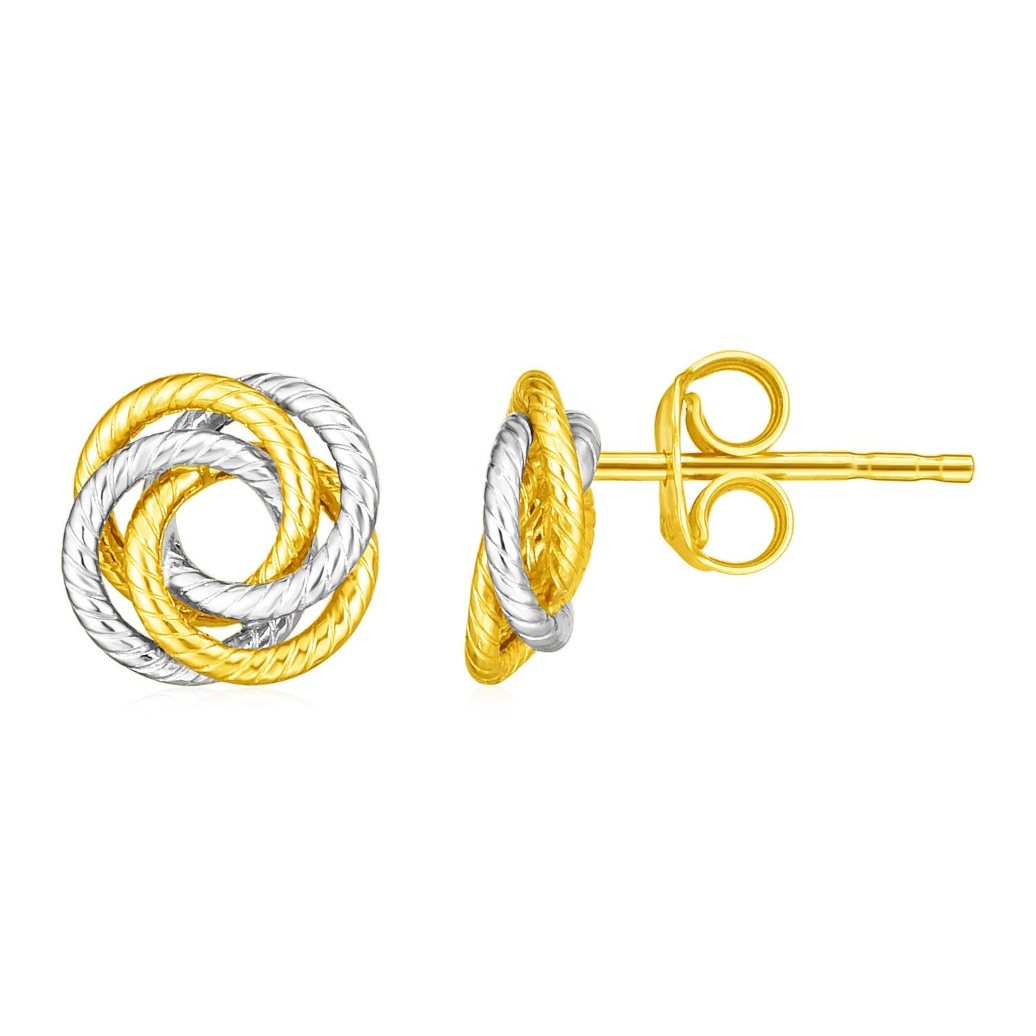 14k Two Tone Gold Love Knot Earrings DestGlow