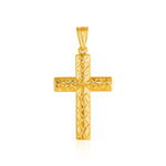 14k Yellow Gold Reversible Textured Cross Pendant - necklaces