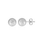 14k White Gold Ball Earrings with Crystal Cut Texture(5mm) - accessories