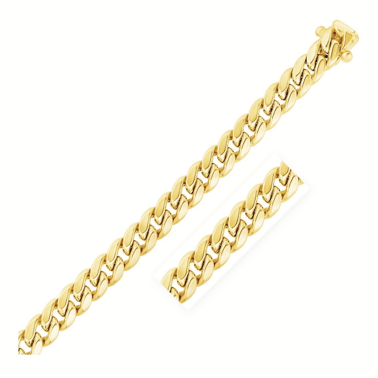 10.5mm 14k Yellow Gold Semi Solid Miami Cuban Chain by Bids.com