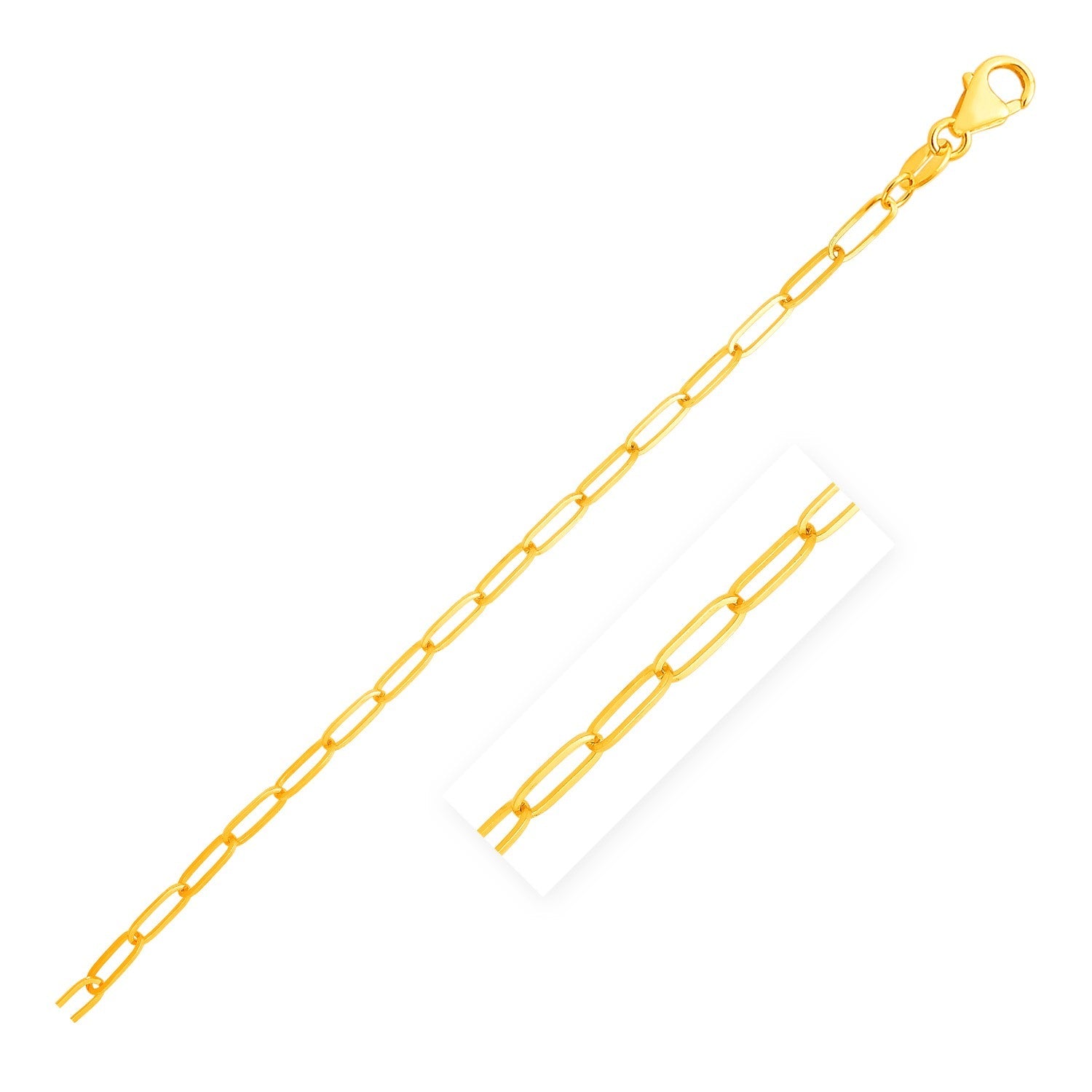 14K Yellow Gold Paperclip Bracelet (3.5mm) - bracelets