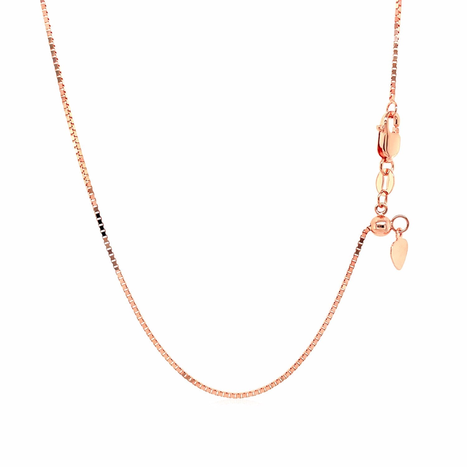 14k Rose Gold Adjustable Box Chain 0.85mm by Avera Group