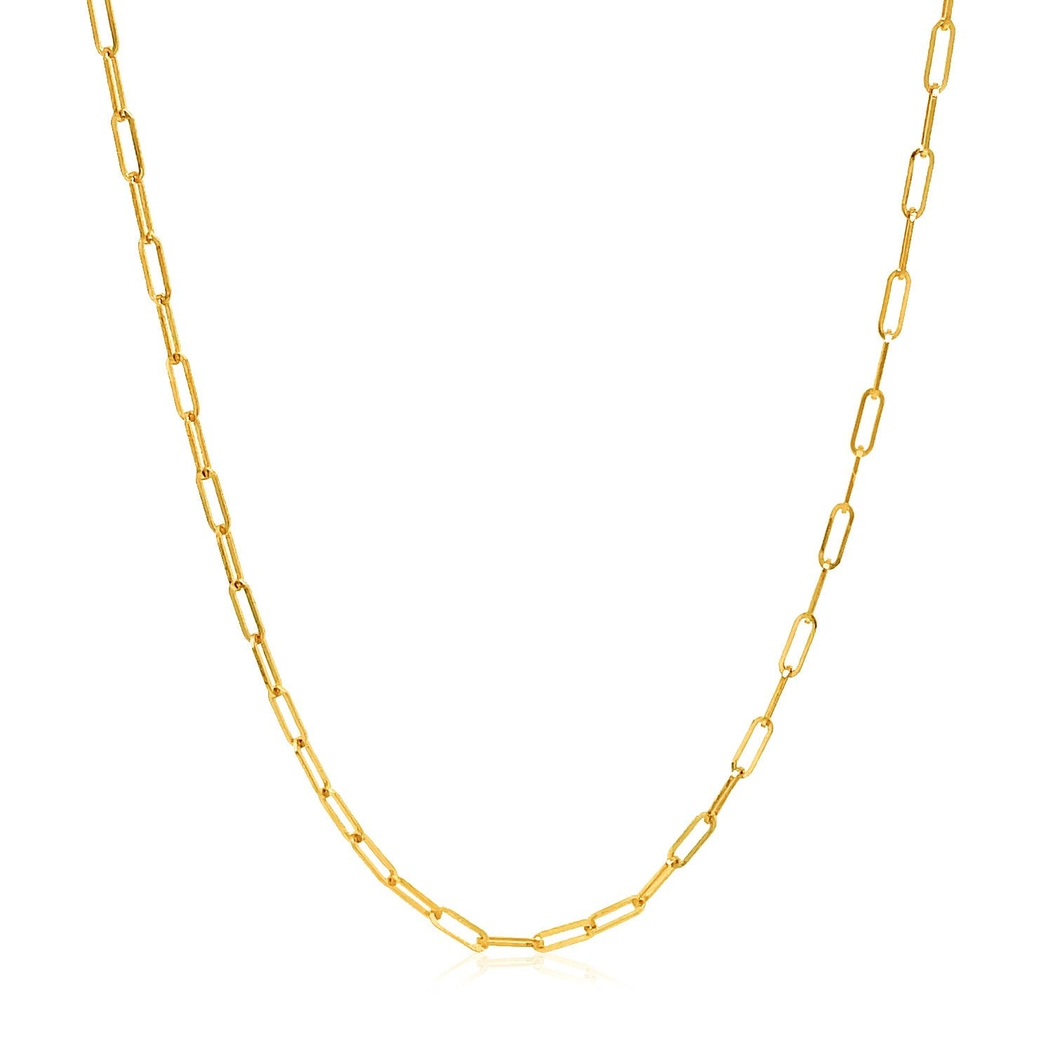 14k Yellow Gold Adjustable Paperclip Chain (1.50 mm) - DestGlow
