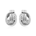 Polished Love Knot Earrings with Interlocking Rings in Sterling Silver - DestGlow
