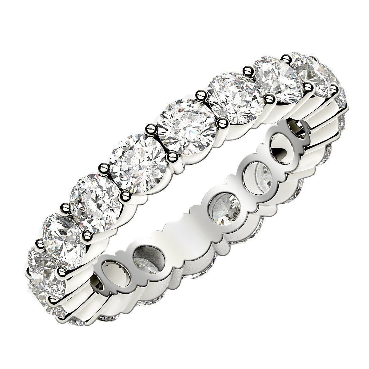 Round Cut Lab Grown Diamond Eternity Ring in 14k White Gold (2 cttw FG/VS2) DestGlow