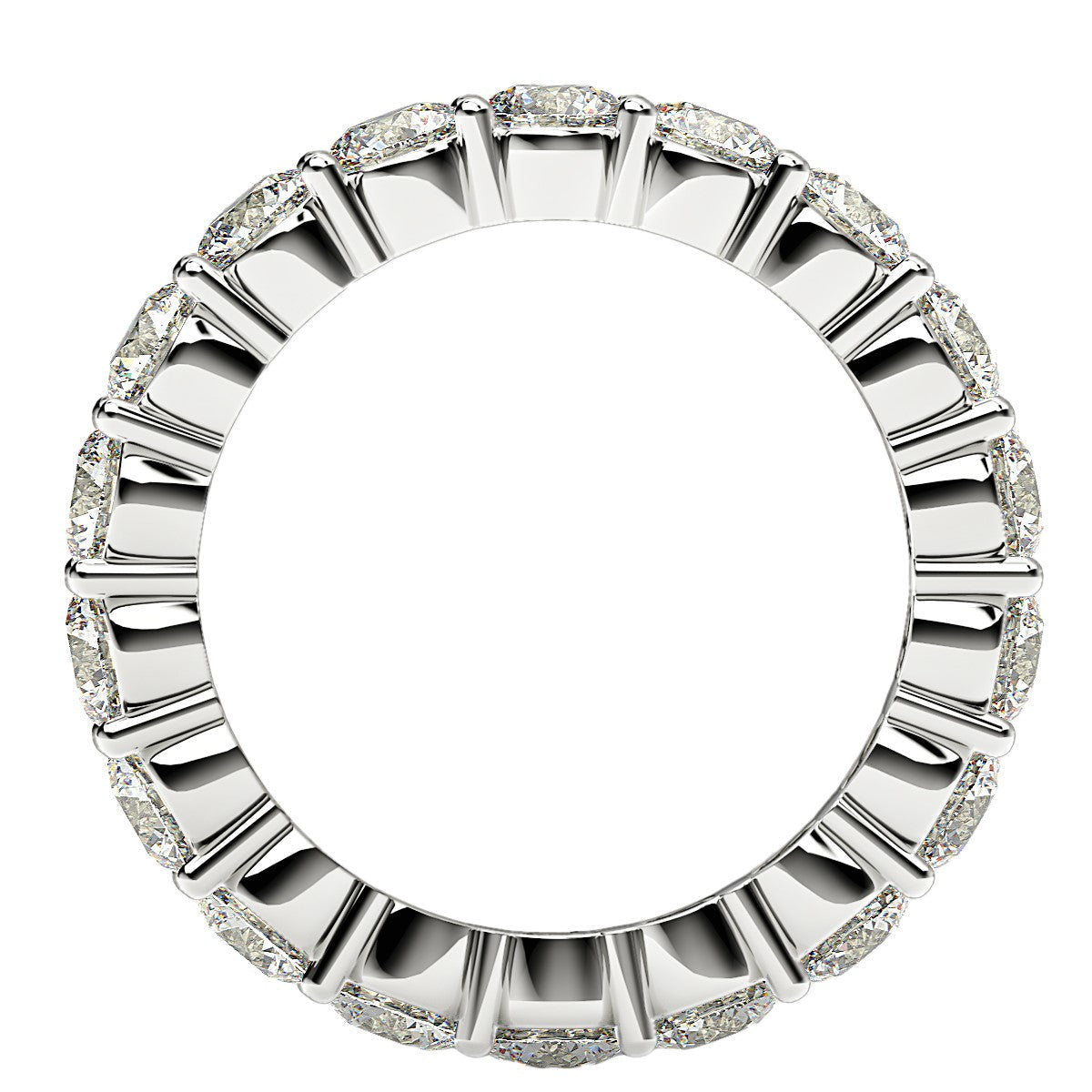 Round Cut Lab Grown Diamond Eternity Ring in 14k White Gold (2 cttw FG/VS2) DestGlow