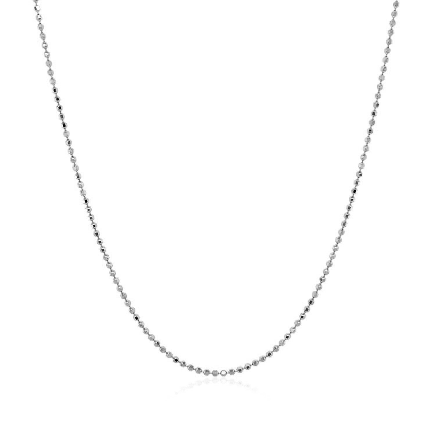 14k White Gold Diamond Cut Bead Chain (0.90 mm) - DestGlow