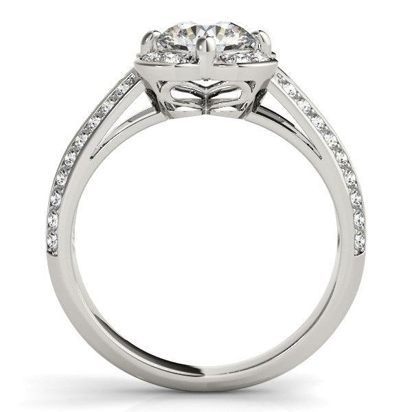 Round Diamond Floral Motif Engagement Ring in 14k White Gold (1 3/8 cttw) by Bids.com