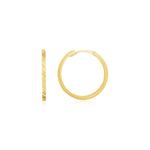 14k Yellow Gold Diamond Cut Textured Huggie Earrings - accessories