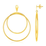 14k Yellow Gold Post Earrings with Open Polished Circle Dangles - accessories