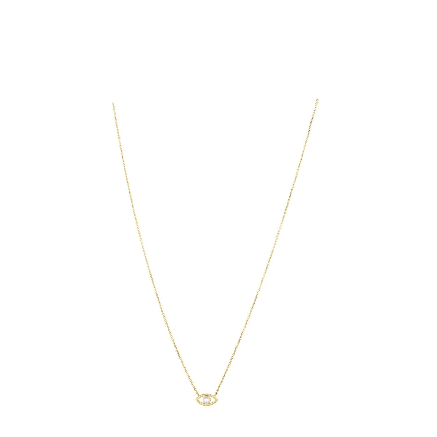 14k Yellow Gold Pearl Evil Eye Necklace by Avera Group