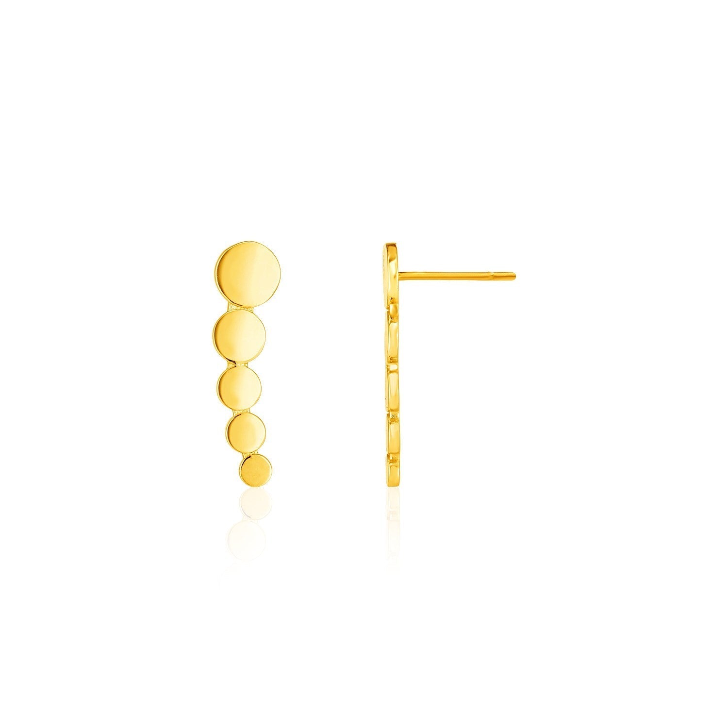 14k Yellow Gold Graduated Circles Climber Post Earrings DestGlow
