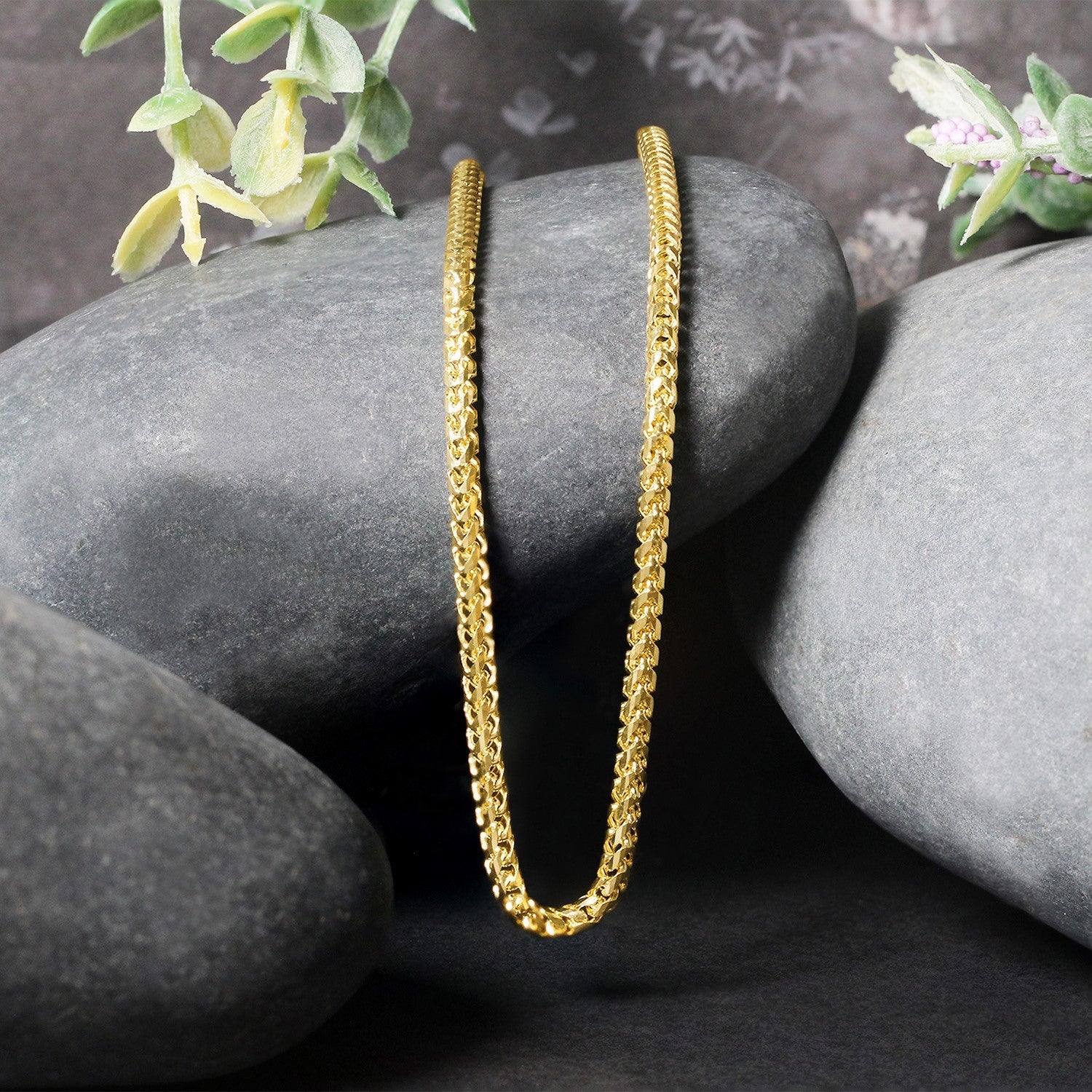 2.7mm 14k Yellow Solid Gold Diamond Cut Round Franco Chain by Bids.com