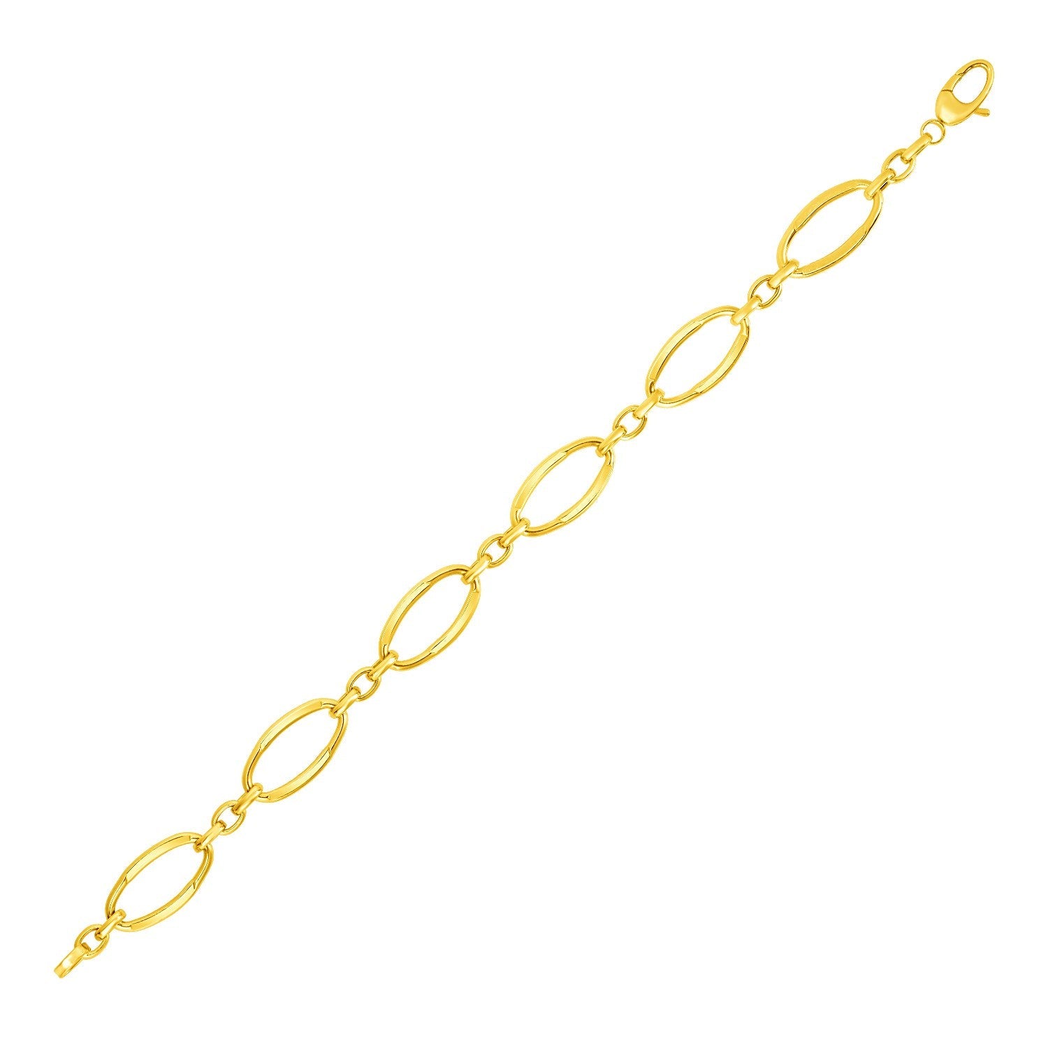 14k Yellow Gold Bracelet with Polished Oval Links (10.00 mm) by Avera Group