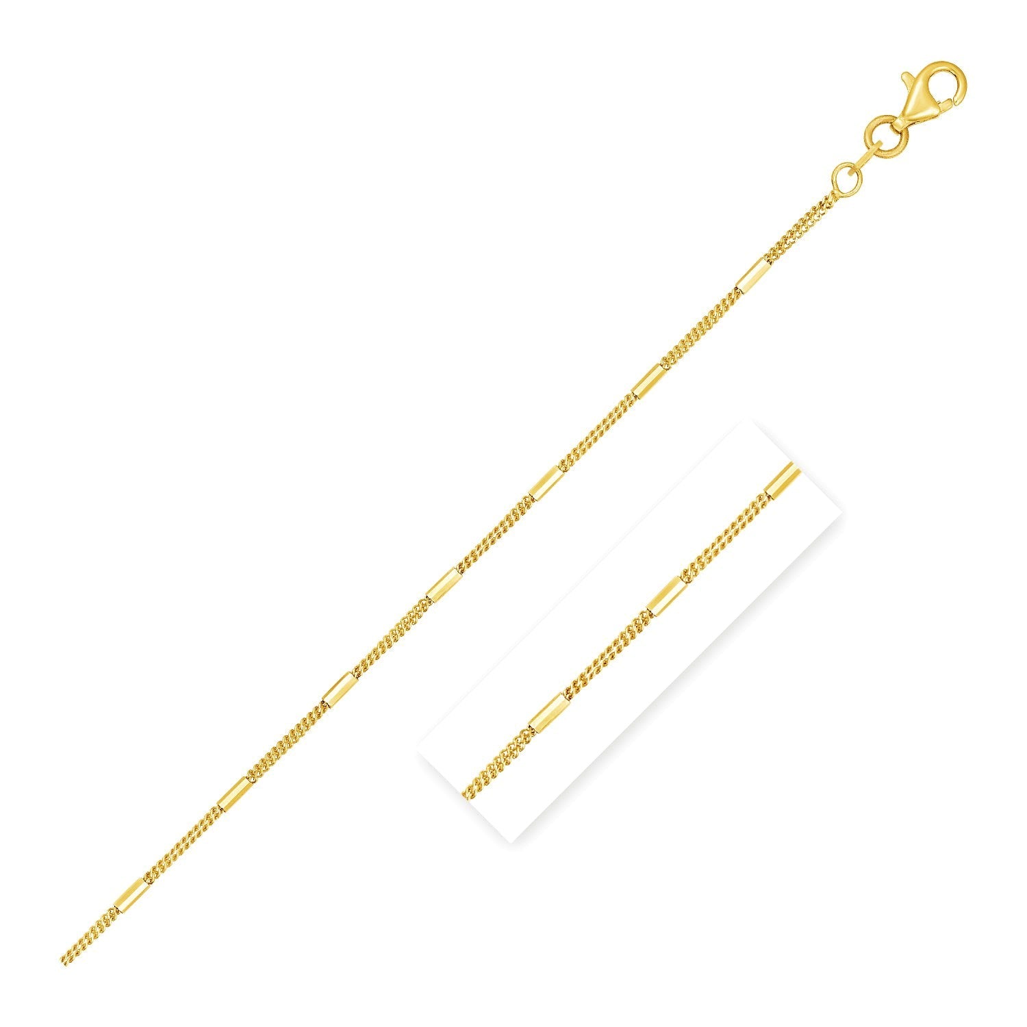 Diamond Cut Bar Links Pendant Chain in 14k Yellow Gold (1.3mm) by Bids.com
