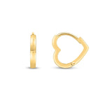 14k Yellow Gold Heart Huggie Hoops - accessories