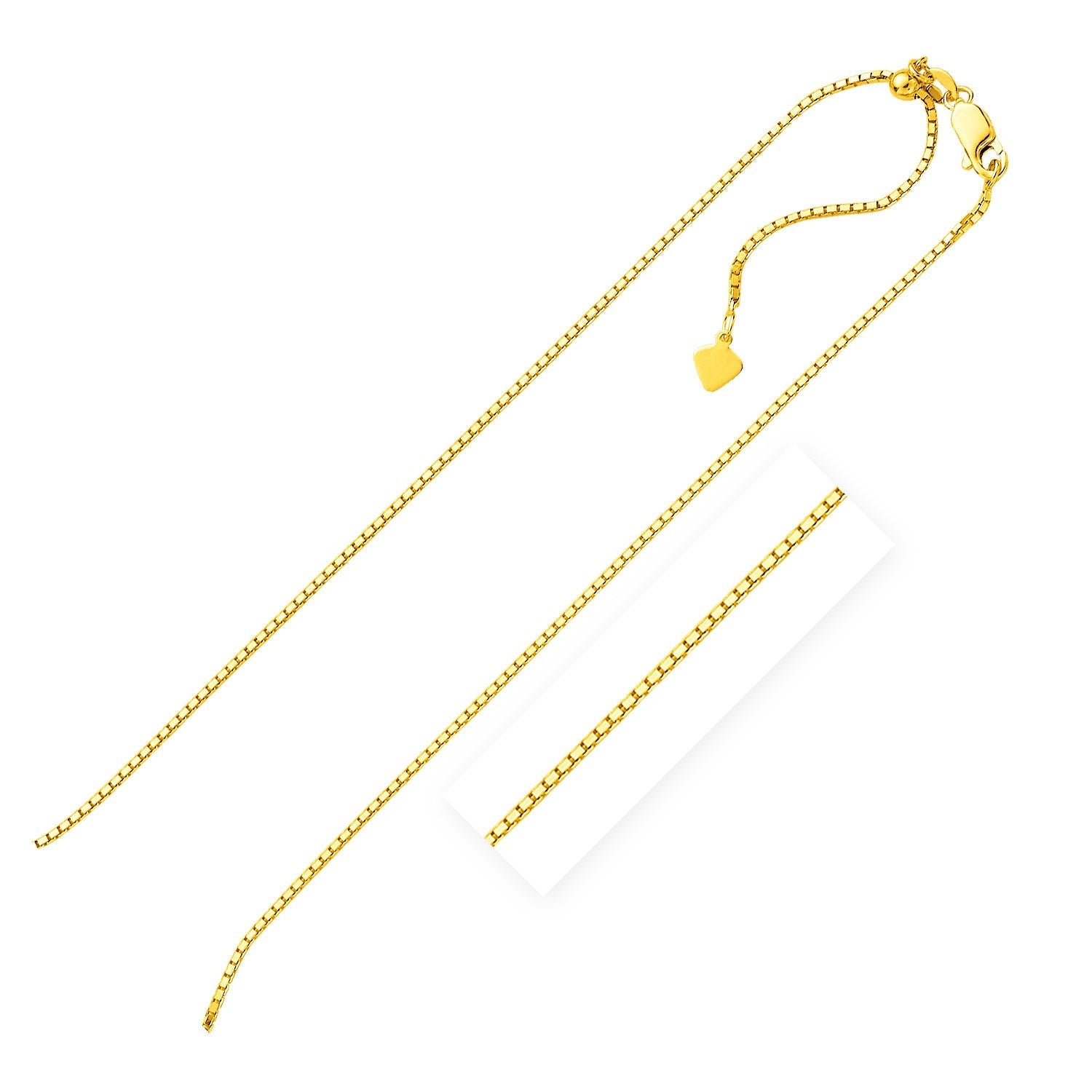 Sterling Silver Yellow Finish 1.4mm Adjustable Box Chain DestGlow